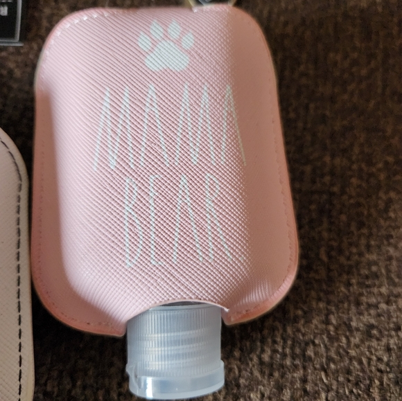 Rae Dunn Keychain Hand Sanitizer Travel Holder Bundle Of 2 NWT Pink White - Picture 2 of 5